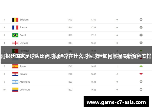 阿根廷国家足球队比赛时间通常在什么时候球迷如何掌握最新赛程安排 阿根廷国家足球队比赛时间通常在什么时候球迷如何掌握最新赛程安排
